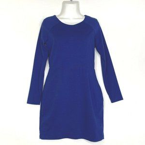 Banana Republic Women Dress Round Neck Long Sleeve Lined Zip Up Size 6P Blue‎
